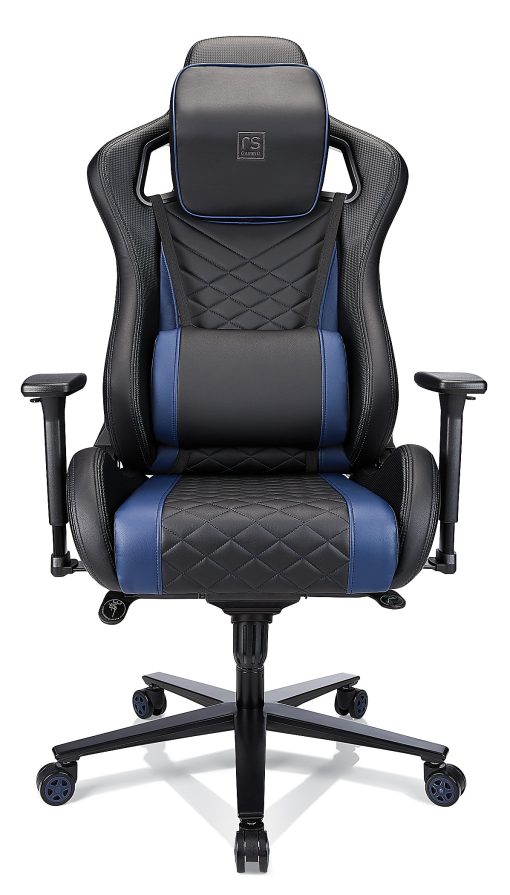 RS Gaming™ Davanti Vegan Leather High-Back Gaming Office Chair, Black/Blue, BIFMA Compliant - Image 2