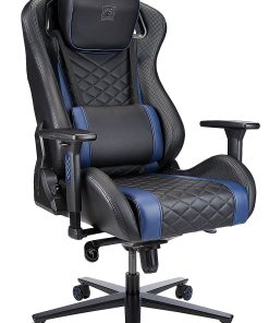 RS Gaming™ Davanti Vegan Leather High-Back Gaming Office Chair, Black/Blue, BIFMA Compliant