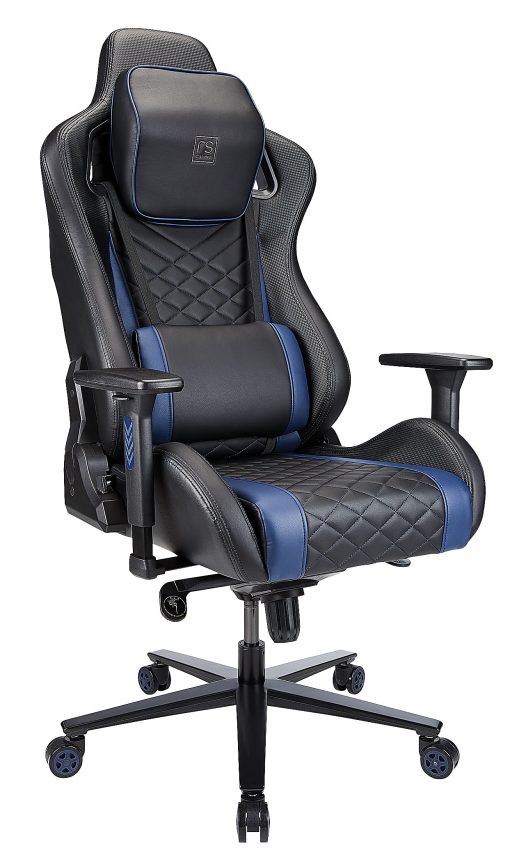 RS Gaming™ Davanti Vegan Leather High-Back Gaming Office Chair, Black/Blue, BIFMA Compliant