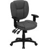 Flash Furniture Fabric Mid-Back Multifunction Ergonomic Swivel Task Chair With Adjustable Arms, Gray/Black