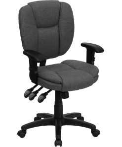 Flash Furniture Fabric Mid-Back Multifunction Ergonomic Swivel Task Chair With Adjustable Arms, Gray/Black