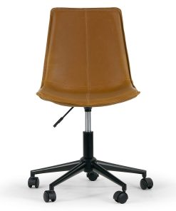 Glamour Home Amery Ergonomic Faux Leather Mid-Back Adjustable Height Swivel Office Task Chair, Brown 2