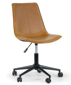 Glamour Home Amery Ergonomic Faux Leather Mid-Back Adjustable Height Swivel Office Task Chair, Brown