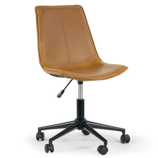 Glamour Home Amery Ergonomic Faux Leather Mid-Back Adjustable Height Swivel Office Task Chair, Brown