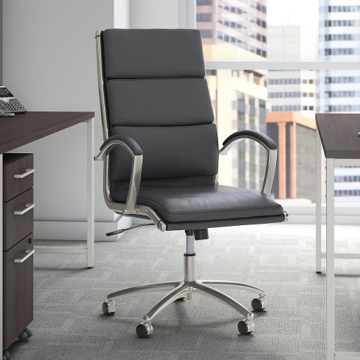 Bush Business Furniture Modelo Bonded Leather High-Back Office Chair, Dark Gray, Standard Delivery - Image 2