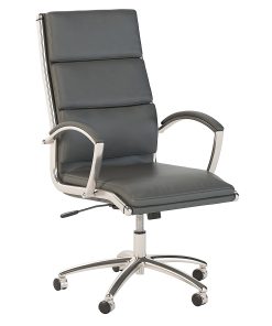 Bush Business Furniture Modelo Bonded Leather High-Back Office Chair, Dark Gray, Standard Delivery
