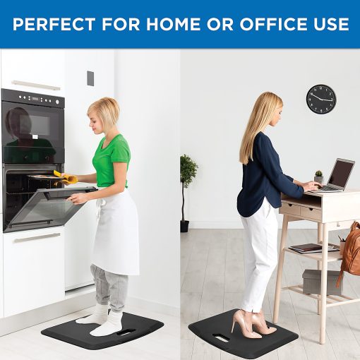 Mount-It! Portable Anti-Fatigue Floor Mat, Rubberized Gel Foam, 18”D x 22W”, Black - Image 2