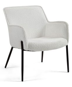 Glamour Home Belvedere Upholstered Fabric Accent Chair, White/Black 2