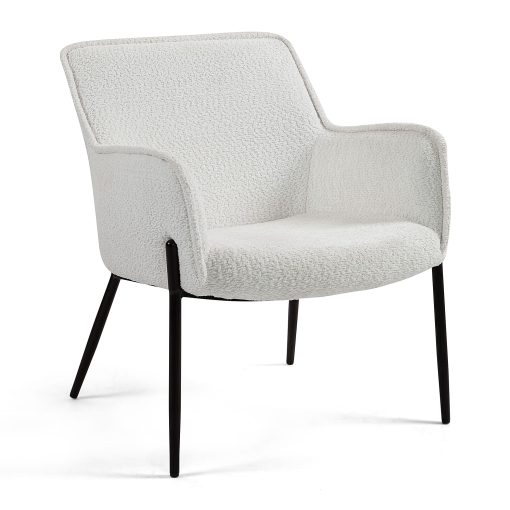 Glamour Home Belvedere Upholstered Fabric Accent Chair, White/Black - Image 2