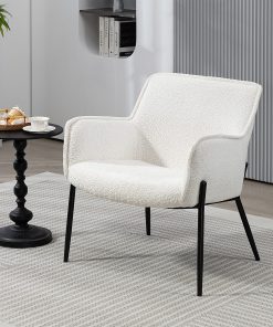 Glamour Home Belvedere Upholstered Fabric Accent Chair, White/Black