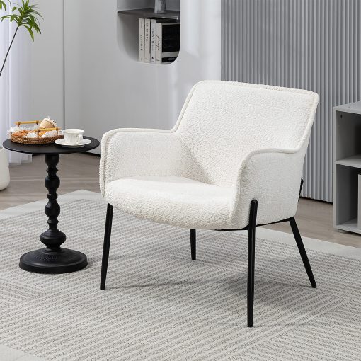 Glamour Home Belvedere Upholstered Fabric Accent Chair, White/Black