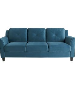 Lifestyle Solutions Hanson Microfiber Sofa With Curved Arms, Blue/Black