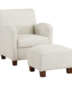 Office Star Aiden Chair With Legs And Ottoman, Quartz/Medium Espresso 2