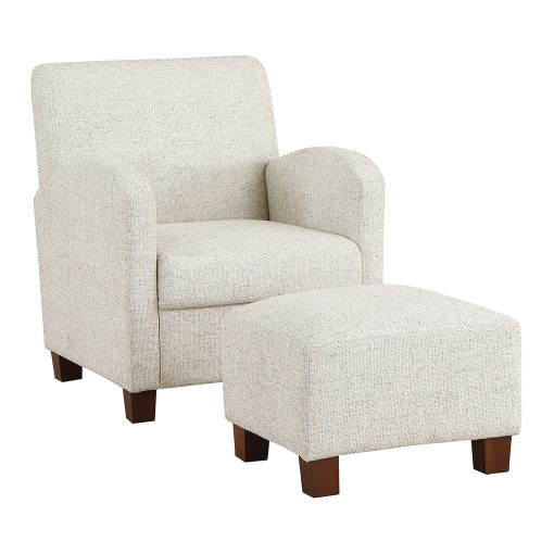 Office Star Aiden Chair With Legs And Ottoman, Quartz/Medium Espresso