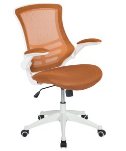 Flash Furniture Mesh Mid-Back Swivel Task Chair With Flip-Up Arms, Tan/White