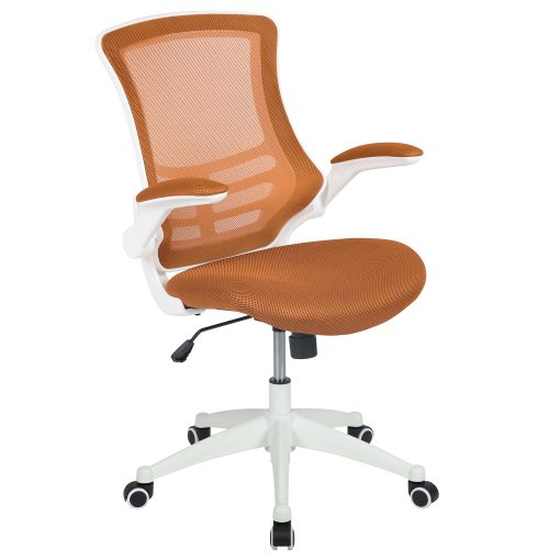 Flash Furniture Mesh Mid-Back Swivel Task Chair With Flip-Up Arms, Tan/White