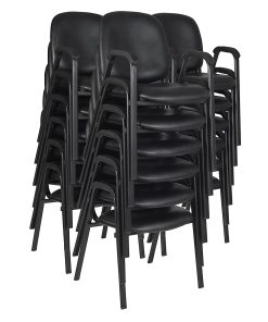 Regency Ace Vinyl Stacking Chairs With Arms, Black, Pack Of 18 Chairs