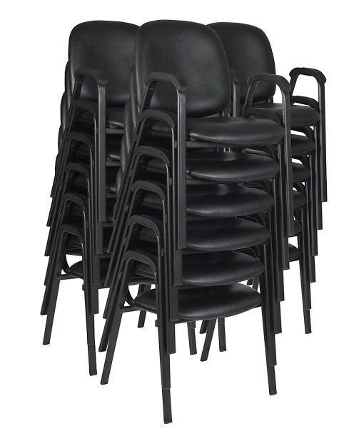 Regency Ace Vinyl Stacking Chairs With Arms, Black, Pack Of 18 Chairs