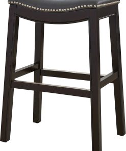 New Ridge Home Goods Julian Faux Leather Counter Stool, Gray/Espresso