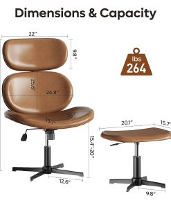 Bestier Swivel Accent Chair With Ottoman, Faux Leather, Brown 2