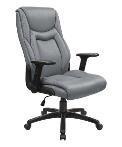 Office Star™ Ergonomic Leather High-Back Executive Office Chair, Gray/White 2