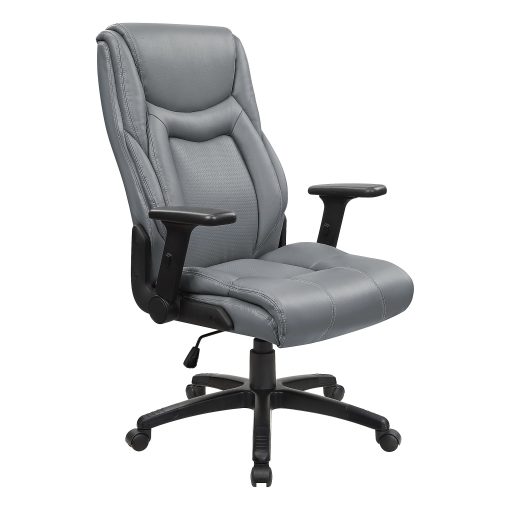 Office Star™ Ergonomic Leather High-Back Executive Office Chair, Gray/White - Image 2