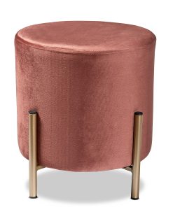 Baxton Studio Thurman Ottoman, Pink/Gold 2