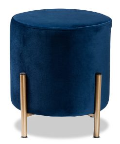Baxton Studio Thurman Ottoman, Navy Blue/Gold 2