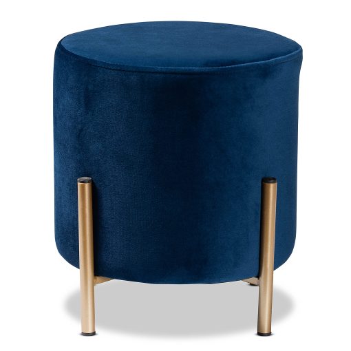 Baxton Studio Thurman Ottoman, Navy Blue/Gold - Image 2