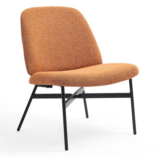 Glamour Home Belhonor Fabric Accent Chair With Metal Legs, Orange/Black - Image 2