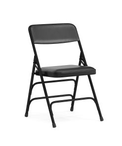 Flash Furniture HERCULES Vinyl Curved Triple-Braced Folding Chair, Black