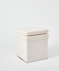 Dormify Carter Collapsible Storage Ottoman Chair, White Boucle 2