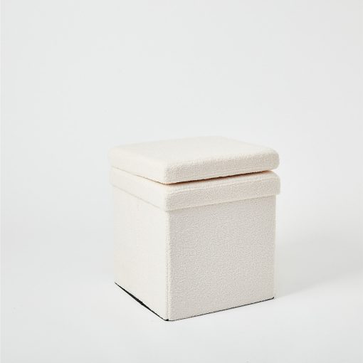 Dormify Carter Collapsible Storage Ottoman Chair, White Boucle - Image 2