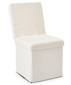 Dormify Carter Collapsible Storage Ottoman Chair, White Boucle