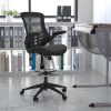 Flash Furniture Mid-Back Mesh/LeatherSoft Drafting Chair with Flip-Up Arms, Black
