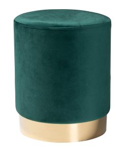 Baxton Studio Chaela Ottoman, Green/Gold