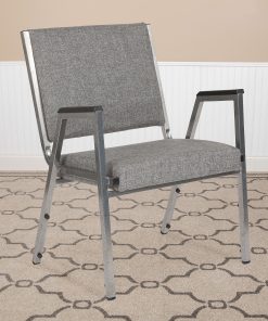 Flash Furniture HERCULES Fabric Bariatric Medical Reception Chair With Antimicrobial Protection, Arm Rests, Gray/Silvervein