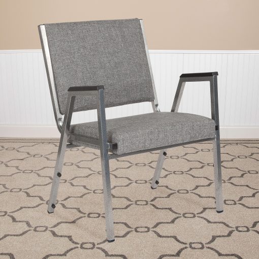 Flash Furniture HERCULES Fabric Bariatric Medical Reception Chair With Antimicrobial Protection, Arm Rests, Gray/Silvervein