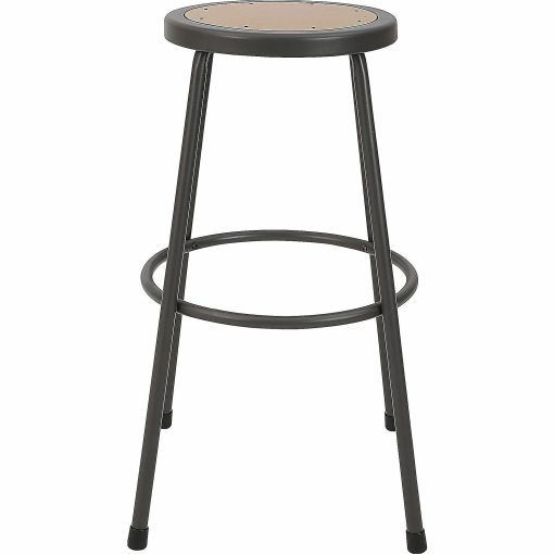 Lorell Metal Shop Stool, 30" Wood Medium Density Fiber (MDF) Seat Material, Light Gray - Image 2