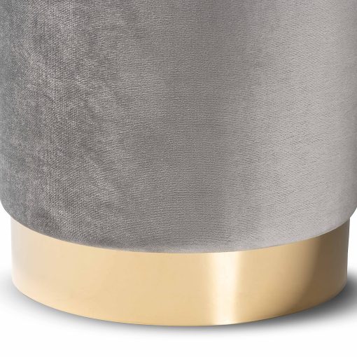 Baxton Studio Chaela Ottoman, Gray/Gold - Image 2
