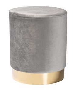 Baxton Studio Chaela Ottoman, Gray/Gold