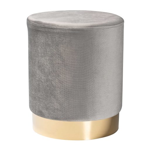 Baxton Studio Chaela Ottoman, Gray/Gold