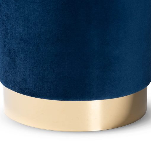 Baxton Studio Chaela Ottoman, Navy Blue/Gold - Image 2