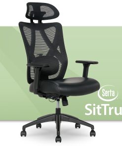 Serta® SitTrue™ Ridgefield Ergonomic Mesh/Vegan Leather High-Back Task Office Chair, Black 2