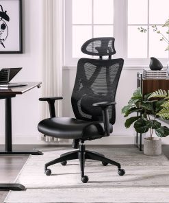Serta® SitTrue™ Ridgefield Ergonomic Mesh/Vegan Leather High-Back Task Office Chair, Black