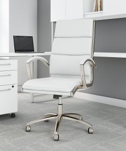 Bush Business Furniture Modelo Bonded Leather High-Back Office Chair, White, Standard Delivery 2