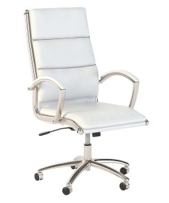 Bush Business Furniture Modelo Bonded Leather High-Back Office Chair, White, Standard Delivery