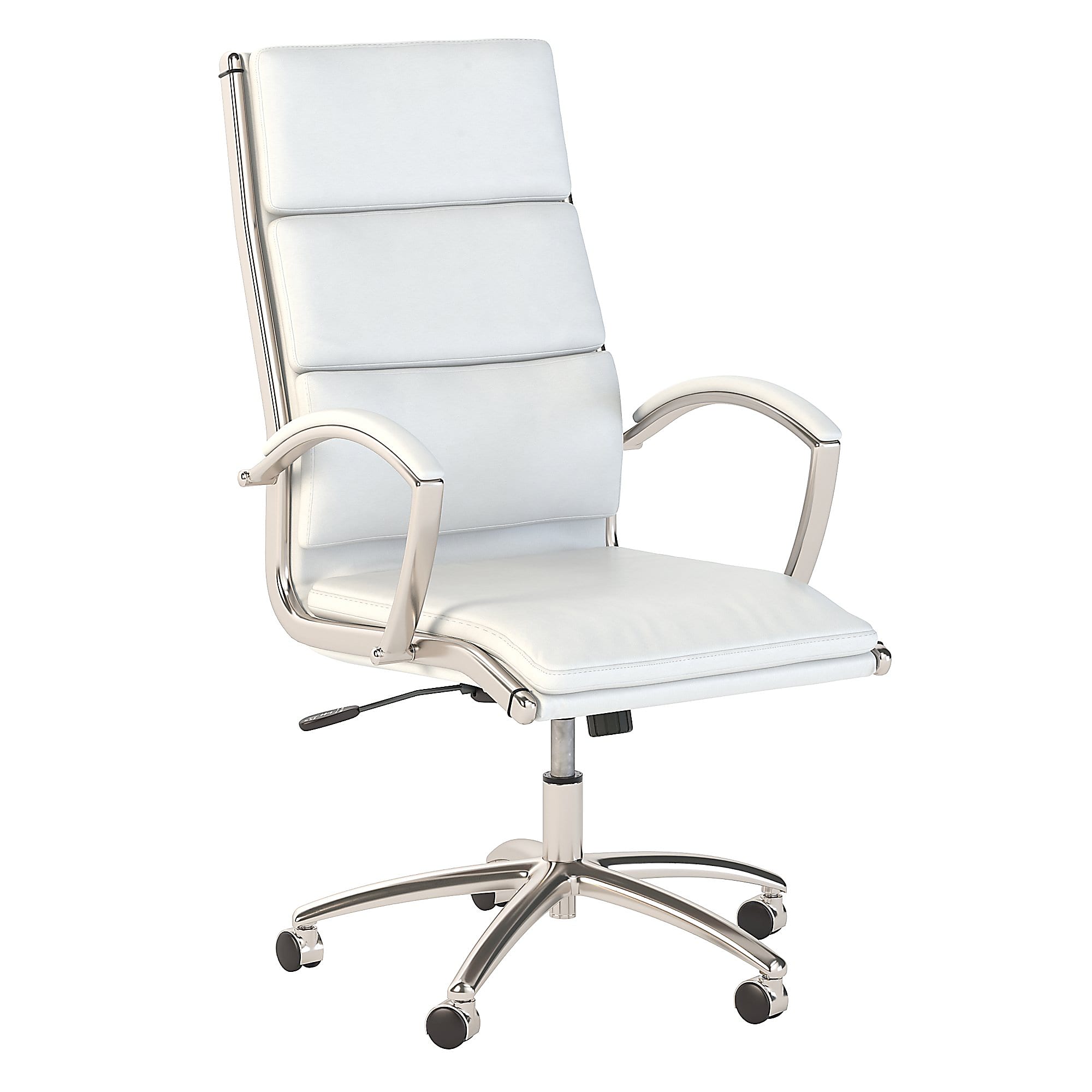 Bush Business Furniture Modelo Bonded Leather High-Back Office Chair, White, Standard Delivery Bush Business Furniture Modelo Bonded Leather High-Back Office Chair, White, Standard Delivery