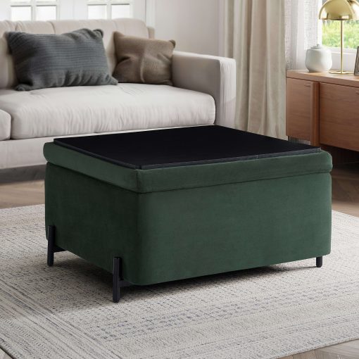 Lifestyle Solutions Kansas Large Storage Ottoman, 31.1"W x 31.1"D x 18.1"H, Green - Image 2