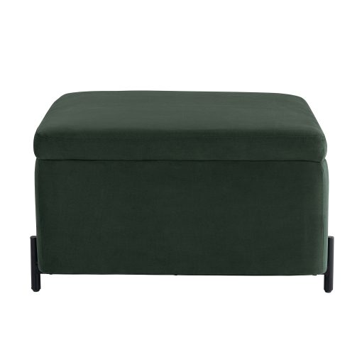 Lifestyle Solutions Kansas Large Storage Ottoman, 31.1"W x 31.1"D x 18.1"H, Green